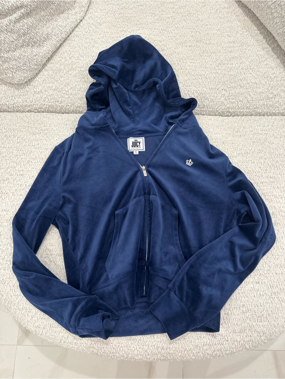 Juicy Couture Navy Velour Y2K Zip Hoodie Jacket